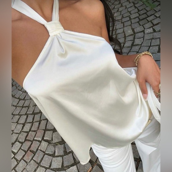 Luxe Twist Neck halter Tank Top - Picture 1 of 3